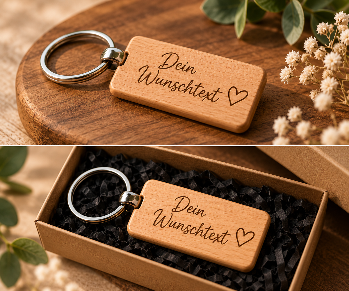 Hölzerner Schlüsselanhänger personalisiert